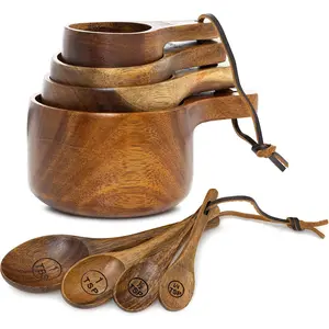 Wooden Measuring Cups and Spoons Set - Cute Measuring Cups, Wood Kitchen Accessories