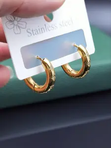 304 stainless steel round wire earrings, ear studs, ear dangle accessories, stainless steel inlaid with zircon, round eight-pointed star, 18K gold plated plain hoop ear clasps, for everyday/parties/gifts for women.