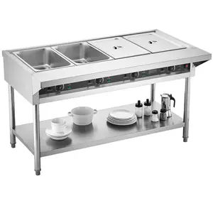 4-Pan Commercial Food Warmer Steam Table with Independent Temperature Control