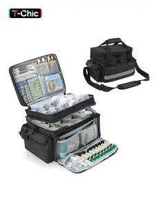 Portable Empty Medicine Storage Bag, Double Layer Medicine Travel Bag with Adjustable Divider, Emergency Medicine Bag for Home & Travel, Medical Bag