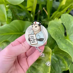 Funny Possum Nurse Badge Reel: Retractable Medical ID Clip