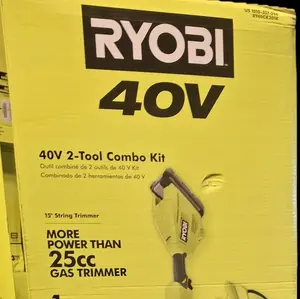 RYOBI 40V 2-Tool Combo Kit with 15" String Trimmer and 550 CFM 120 MPH Blower Expand-it Attachment Capable for Enhanced Power with Battery and Charger