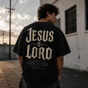 Jesus Is Lord T-shirt, Christian streetwear, garment dyed heavyweight cotton