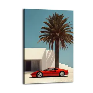 “Miami Vice Ferrari 288 GTO” Classic Canvas: Trendy Retro Supercar Nostalgia Decor for Car Clubs & Art Hangouts
