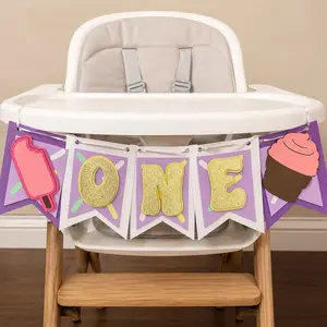 Custom Ice Cream Birthday Banner Popsicle Party Banner for Any Age Personalized Summer Party Decor with Glitter Letters