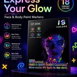 UV Face Paint Markers, Glow in the Dark Body Paint, Washable Temporary Tattoo Markers, Makeup Kit for Birthday Halloween Christmas