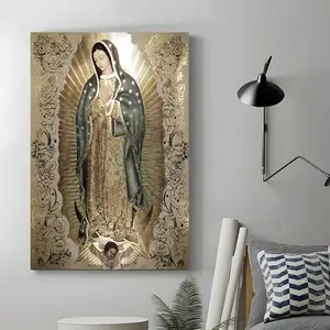Guadalupe Virgin Mary Canvas Painting – Religious Wall Art for Living Room and Bedroom | Elegant Home Decor