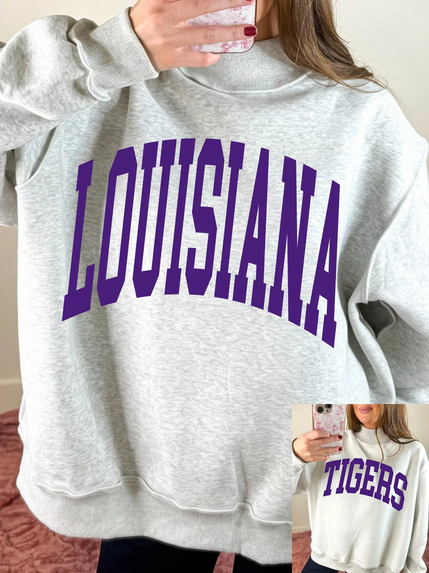 Reversible Oversized Gameday Pullover Women Football Season Sweatshirt Mock Neck Comfy Lounge Top Western Boutique