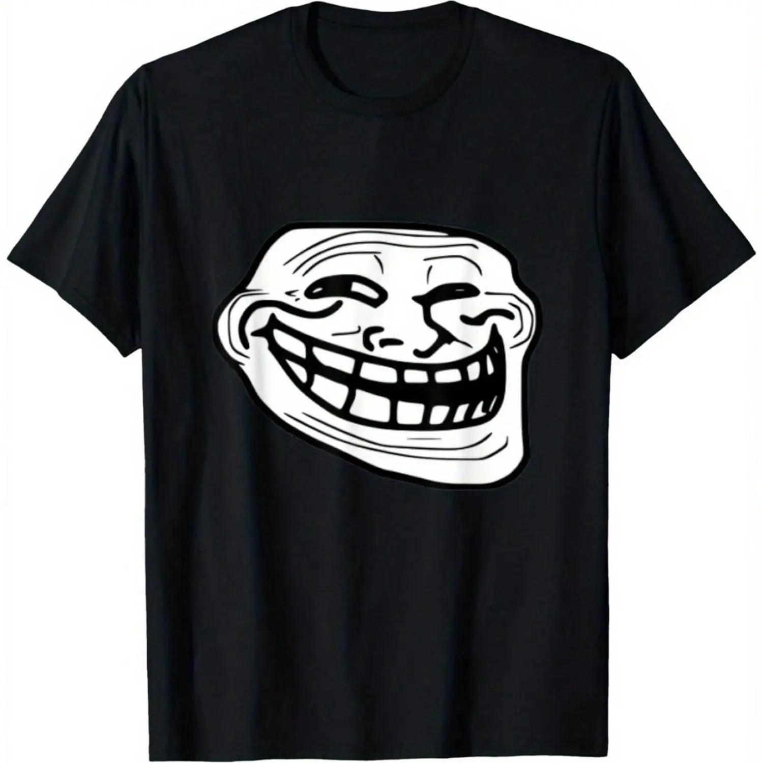 Men Crew Neck Short Sleeve T Shirt Funny Trollface Graphic Print Casual Summer Tee Streetwear For Men