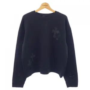 Pre-owned Chrome Hearts Cotton Small Leather Goods Multi Leather Cross Patch Leather Sweatshirt