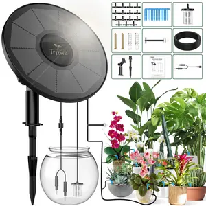 Solar Drip Irrigation System with 2200mah Battery, Automatic Watering with 6 Timer Modes, Ideal for Balcony, Greenhouse, Garden, Potted Plants