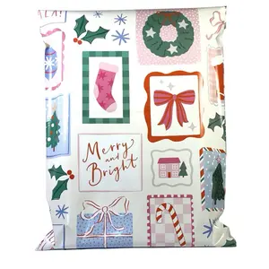 Posey & Post Co. “Christmas Stamps” Holiday Poly Mailers | Pack of 10 | Cute Small Business Packaging