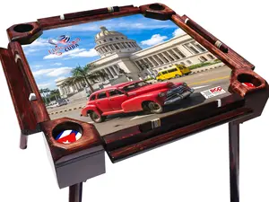 Mesa de Dominó Profesional con Diseño de Cuba – Plegable, Personalizada con Capitolio, Carro Clásico y Banderas – Ideal para Regalo o Colección