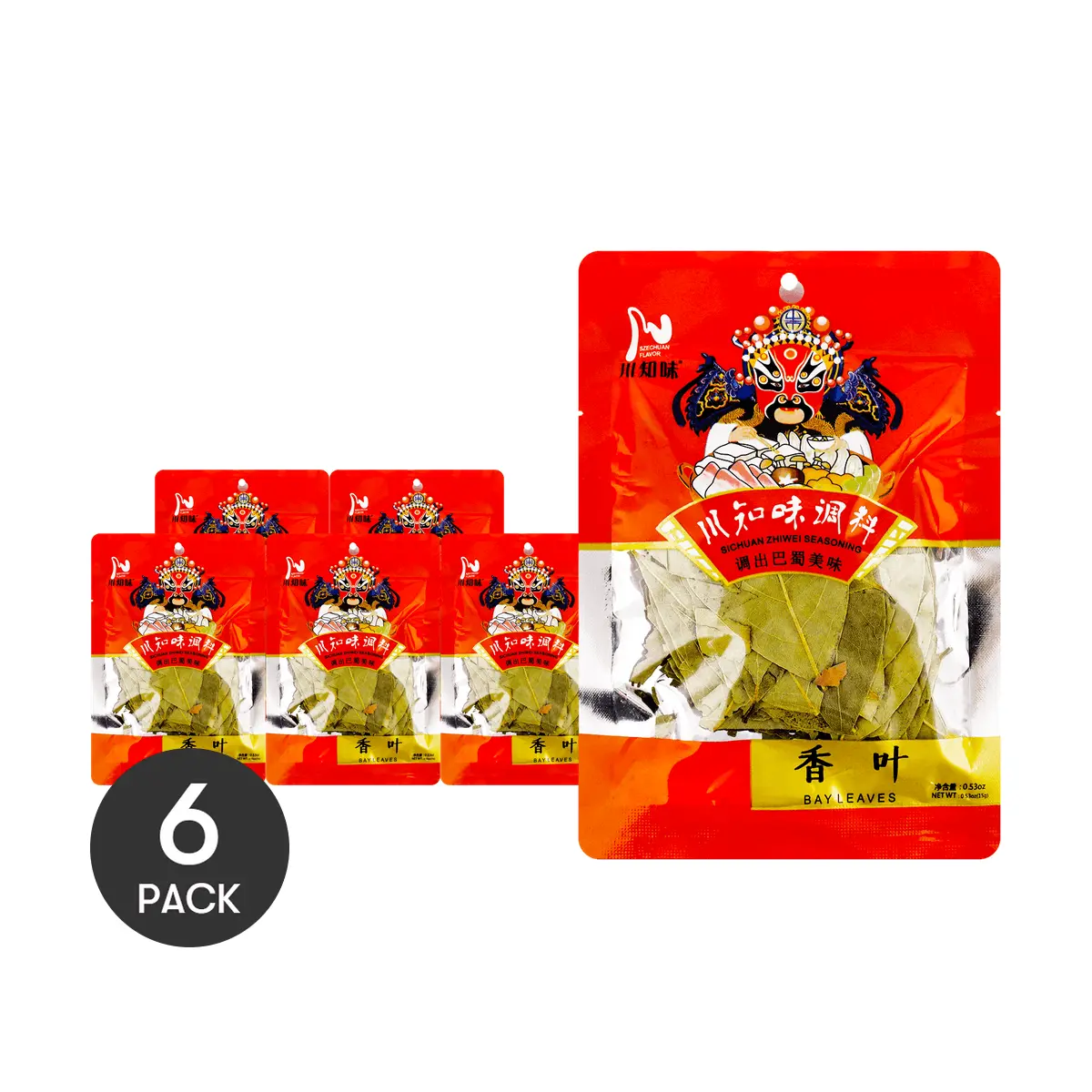 6 Pack Chinese Bay Leaves Spice 0.52 oz Each - Aromatic Herb for Hot Pot, Braised Meat, Stir Fry