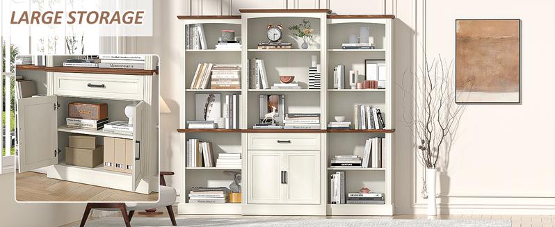 Spurgehom 5-Tier Open Bookcase, 70 Inches Tall. Features Adjustable Shelves and a Farmhouse Style Design. A Freestanding Display Storage Cabinet with Large Capacity for Living Room or Home Office