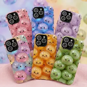 Jelly Glitter Dumpling Phone Case for iPhone 11-17 Pro Max, Cute Sparkly Clear Protective Cover