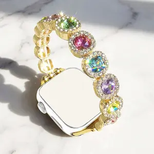 Elastic Round Colorful Bangle Bracelet Watch Band, Watch Straps for Apple Watch 38/40/41/42/44/45/46/49mm, Stretch Strap Compatible with Apple Watch Ultra 3/2/1, SE 1-11, Durable Comfortable for Daily Wear, 1 Pack - Watch Band Only
