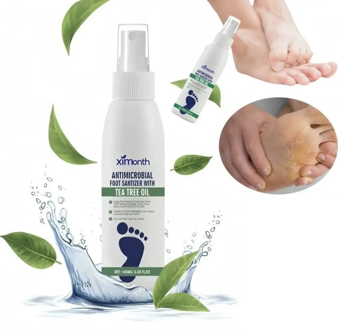 1pc Tea Tree Oil Foot Spray – Natural Antifungal Foot & Shoe Deodorizer, Moisturizes Dry Feet, Controls Odor, Ideal for Daily Foot Care, Sports, Travel & Home Use, 100ml