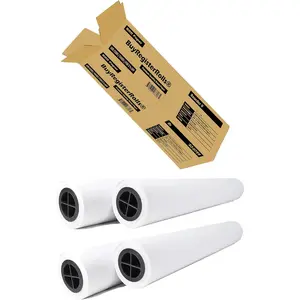 24" x 150' New Premium Plotter Paper 4 Rolls 20lb Uncoated 96 Bright White 75 GSM 2" Core CAD Paper Rolls For Engineers Architects Copy Service Shops Inkjet Printers