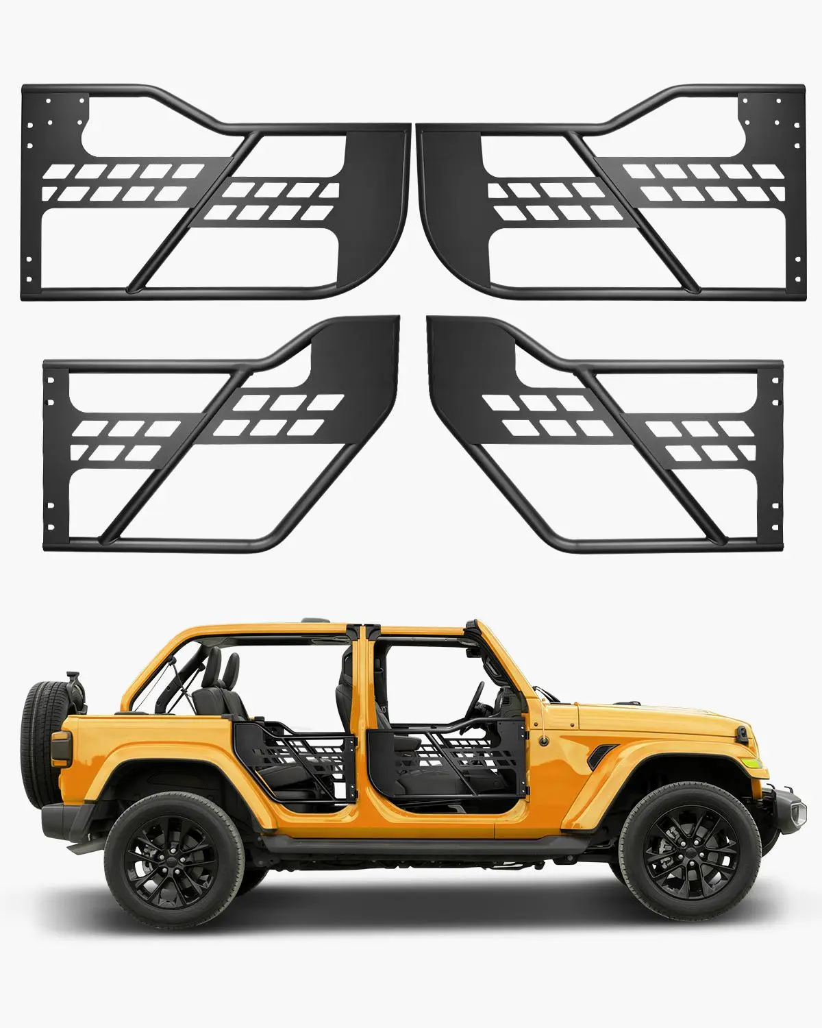 【DealsForYouDays】VEVOR Jeep Tube Doors, 4-Door, Hunting Style Jeep Tubular Door with Heavy-Duty Hinges & OE Latch, Jeep Doors with Rubber Pads, Fit for 2018-2024 Jeep Wrangler JL & 2020-2024 Jeep Gladiator JT