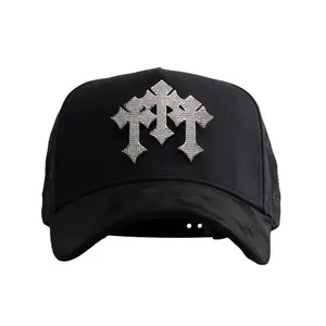 Barbas Hats x Rich The Kid x Chrome Crystal Cross Black Snapback – Premium Streetwear Baseball Cap Featuring Luxury 3D Cross Embroidery and an Adjustable Unisex Fit for Men, Women, and Teens Seeking a Bold Urban Snapback Hat with Chrome-Inspired Styling