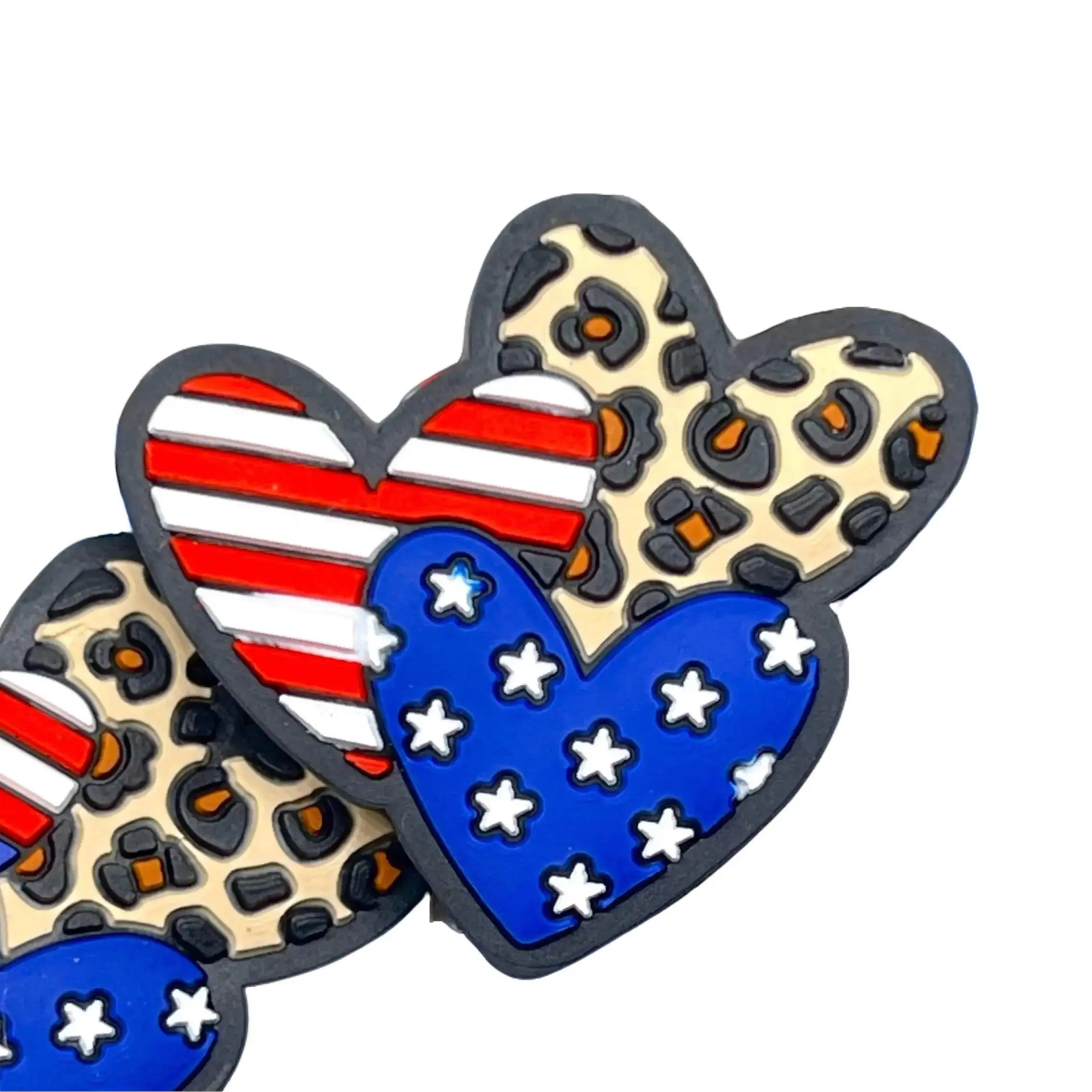 1pc iHeart America Focal Beads - Heart Shaped Colorful Design - Crafting & Beading