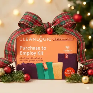 Cleanlogic Xmas Self-Care Bundle – 3-Piece Exfoliating Kit for Gifting & Giving Back with Eco-Friendly Reusable Materials & Radiance Promoting Tools