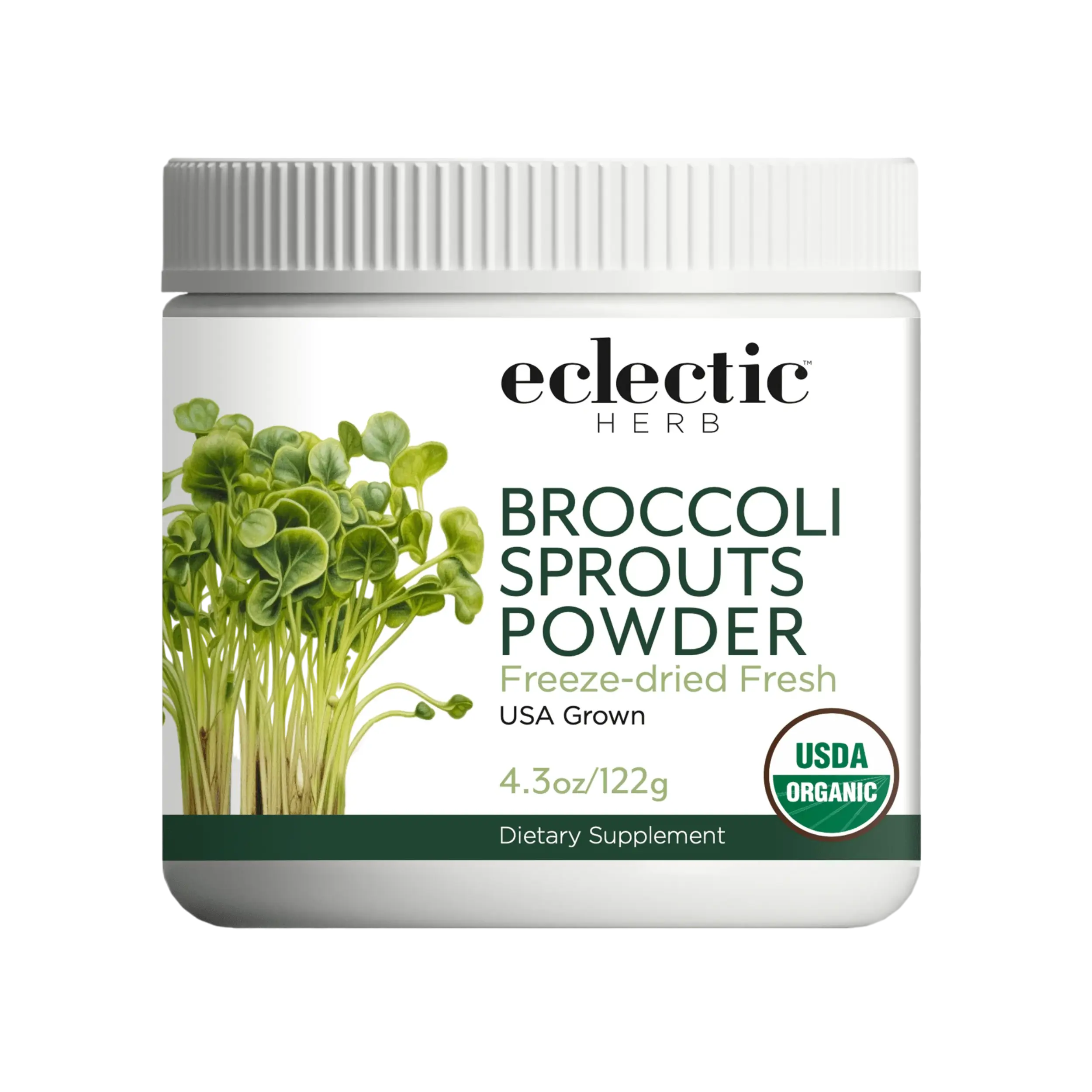 Eclectic Herb - Broccoli Sprouts Powder Nutritional Supplement | Vitamins + Minerals | Antioxidants & Immune | Superfood Powder + Daily Greens Drink Mix | USDA Organic, Non-GMO, Vegan (4.3 oz | 122 g)