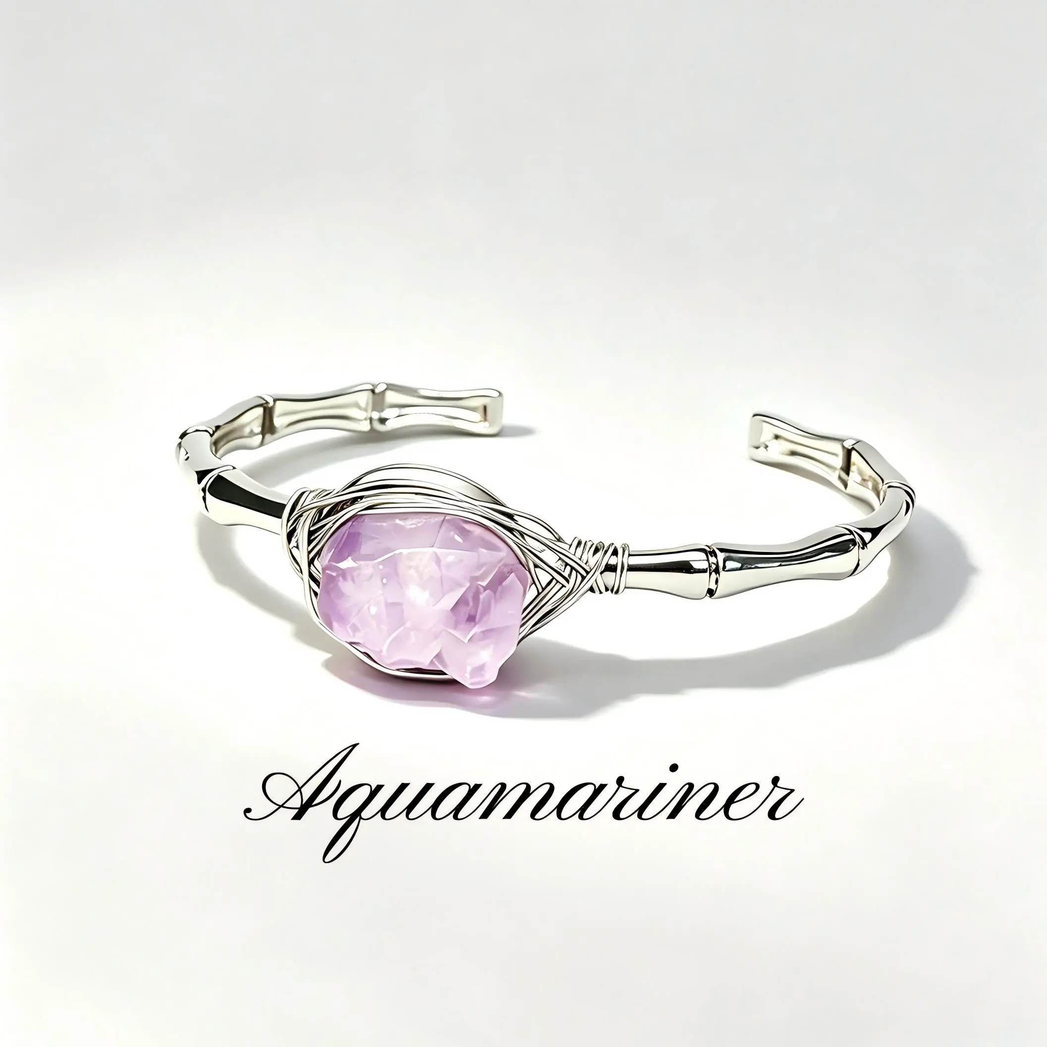 Rouge Buckle Fire Element Amethyst Bangle 9 Purple Luck Crystal Open Cuff Bracelet For Women