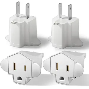 Portable 3 Prong to 2 Prong Outlet Adapter, Fireproof 392? 3-2 Prong Adapter Converter, Heavy Duty Wall Plug Adapter for Household Appliances Industrial, 1875W Max, 4 Packs