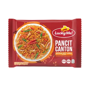 LuckyMe Pancit Canton Hot & Spicy Chili Instant Noodles | Filipino Chow-Mein Style Dry Ramen | 15, 18, 30, or 72 Pack