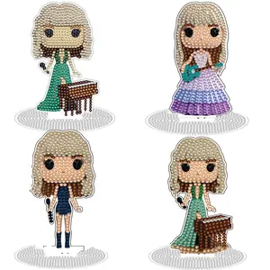 Tabletop Tay Diamond Art Kits, Taylor Merch, 4 Pcs Acrylic Diamond Painting Kit, Stand Up Diamond Art Kits for Adults, Taylor Birthday Gifts for Women
