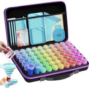 60 Slot Storage Container for Adult Diamond Art Kit, Durable Portable Bead Storage Box, Ideal for Storing Diamond Painting Accessories & Tools