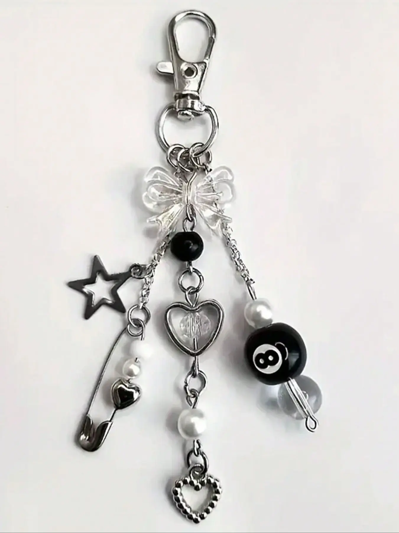 Fashion Handmade Resin Beaded Keychain, Punk Style, Ladies Fashion Accessory, Lobster Buckle, Hanging Car Accessories, Bag Charm, Keychain For Bags, Trendy Cute Keychain, Y2K, Keychain For Purse, Aesthetic Keychain