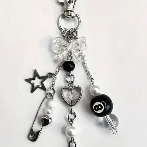 Fashion Handmade Resin Beaded Keychain, Punk Style, Ladies Fashion Accessory, Lobster Buckle, Hanging Car Accessories, Bag Charm, Keychain For Bags, Trendy Cute Keychain, Y2K, Keychain For Purse, Keyrings