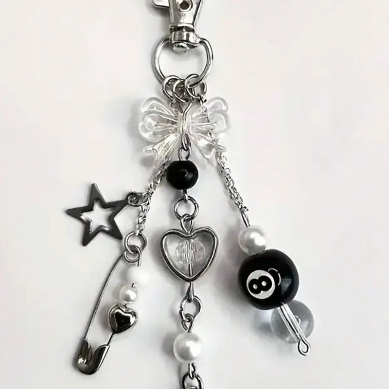 Fashion Handmade Resin Beaded Keychain, Punk Style, Ladies Fashion Accessory, Lobster Buckle, Hanging Car Accessories, Bag Charm, Keychain For Bags, Trendy Cute Keychain, Y2K, Keychain For Purse, Keyrings