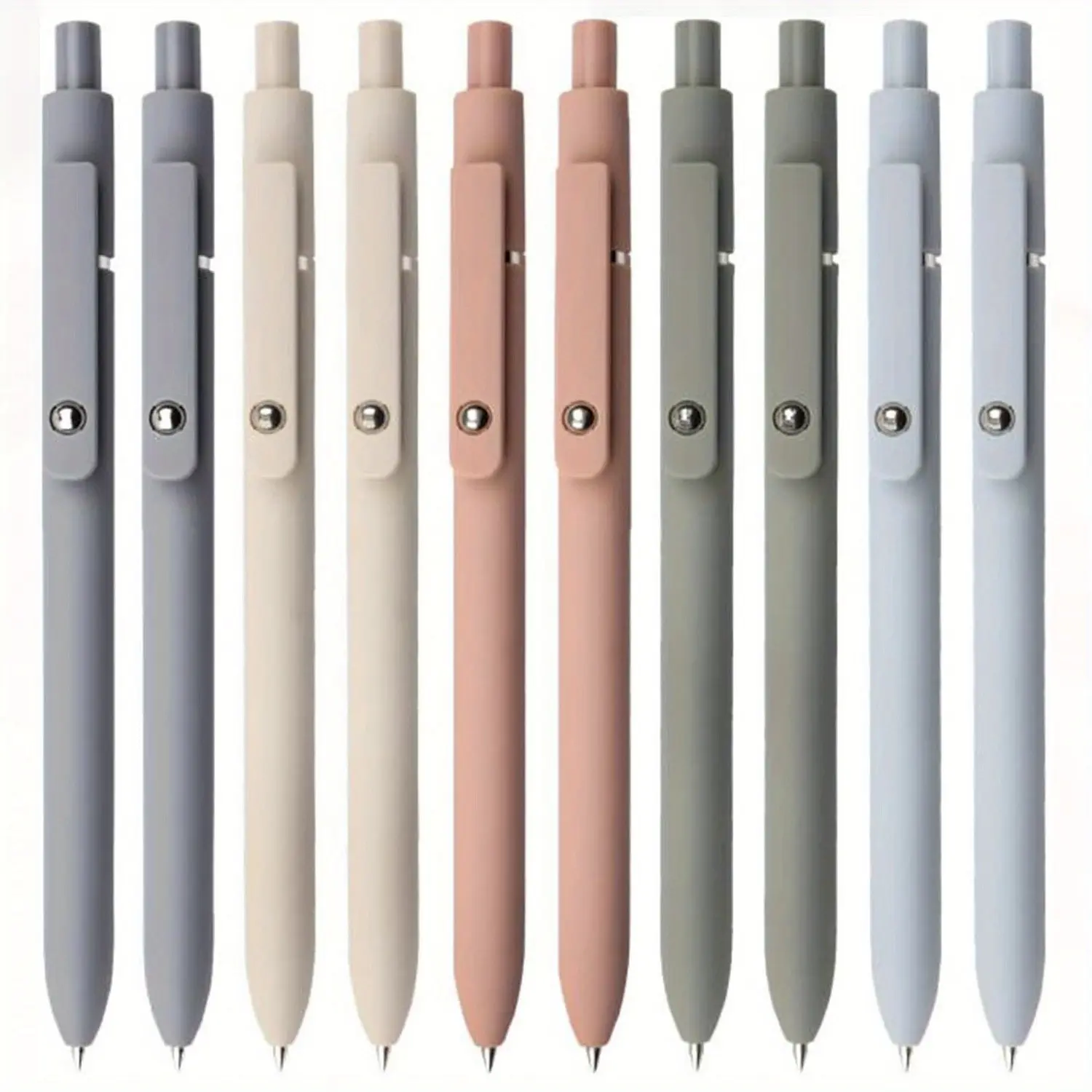 Morandi /Vintage Color Neutral Pen, 10 Pcs Set, 0.5mm Fine Tip, Quick-Dry Black Ink, Smooth Writing, Suitable for Office, School & Daily Use