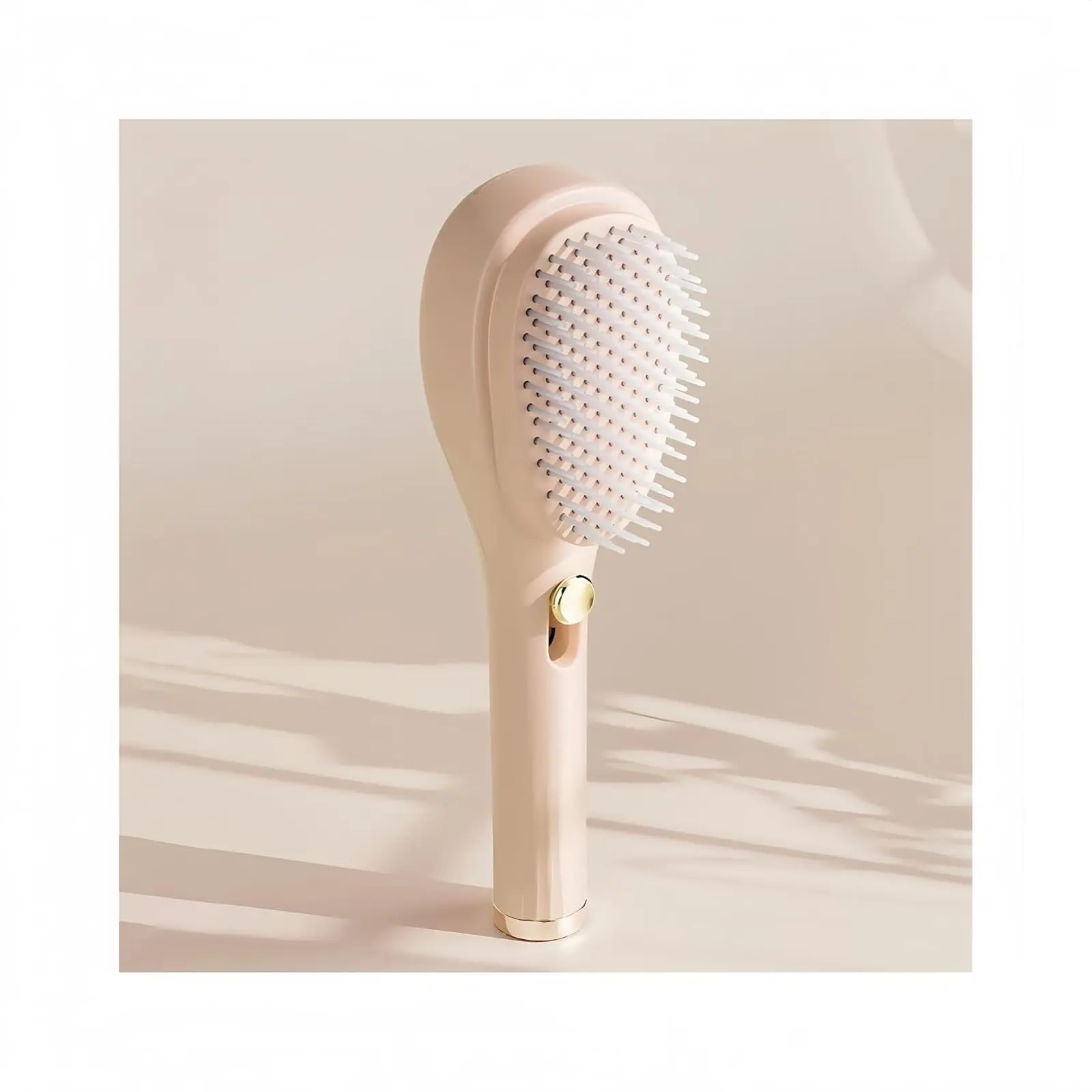 🌟Revolutionary Scalable Automatic Cleaning Anti - Static Comb! With just one click, it's a game - changer for all hair types. Pink (Button)