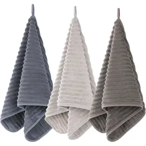 3-Piece Quick-Dry Small Bath Towel Set Ultra Soft Microfiber Hand Towels for Bathroom, Bar, Pool, Gym & Travel Elegant Twill Design(14”x 29.6”)