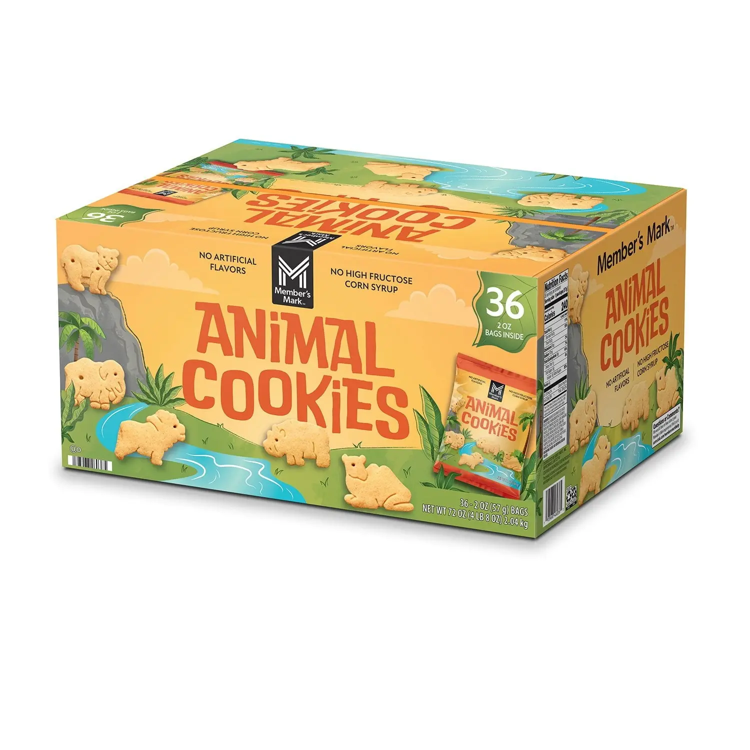 Member’s Mark Animal Crackers, 2 oz Packs (36 Count), Fun Shaped Kids Cookies