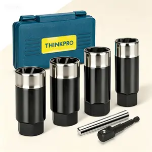 6 Piece Deep Lug Nut Extractor Set - Stripped Lug Nut Remover Tool 1/2" Drive, Wheel Lock Removal Kit for Broken Bolts and Nuts, 17/19/21/22MM Socket Sizes, Heavy Duty Damaged Bolt Extractor