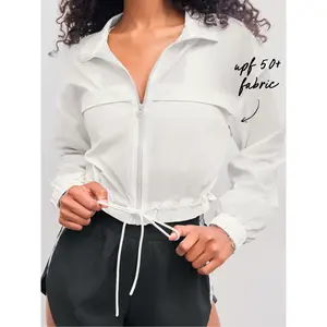Cider [size 2-26] SOLID UV-PROOF ZIPPER DRAWSTRING JACKET
