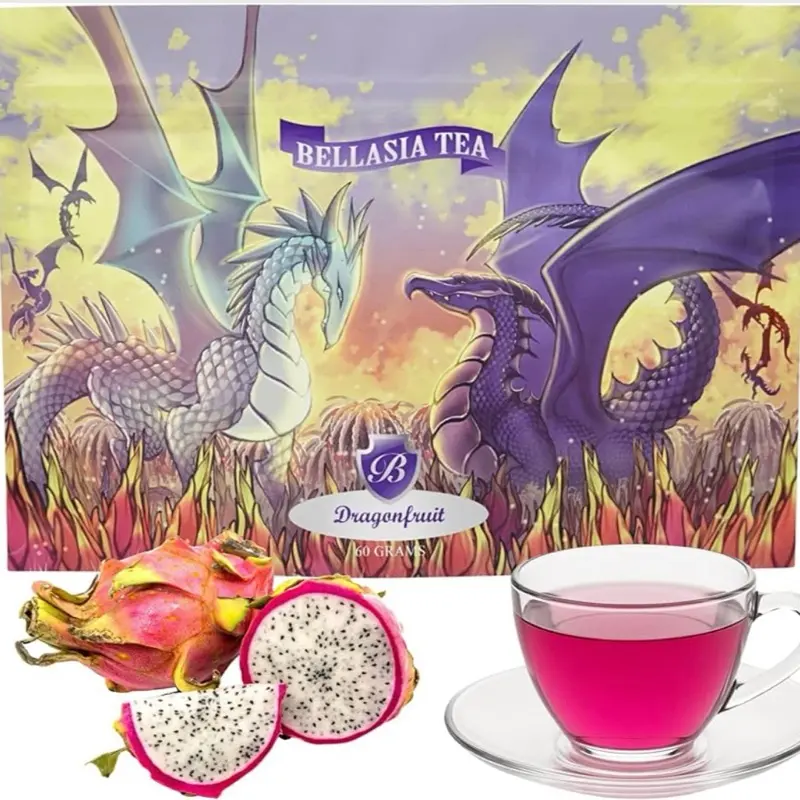 Bellasia Tea Magical Dragonfruit Fruit Tea, Caffeine-Free Sugar-Free Natural Beverage for Kids