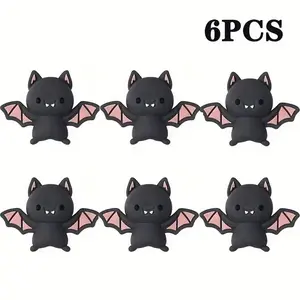 Halloween 3D Bat Silicone Beads, Cute Cartoon Bat DIY Jewelry Making Supplies, Durable Soft Non-Toxic Material, DIY Beading Accessories