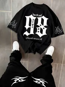 Brazil National Team Five-Star Badge Loose T-Shirt + Long Pants Set, Breathable Fabric, 2026 World Cup Fan, Sporty Casual Spring & Fall Wear