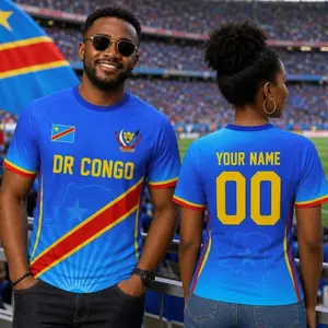 Personalized DR Congo Football Jersey, Custom Name Number Soccer Shirt, Kids Youth DR Congo Team Jersey, Fan Gift PKW