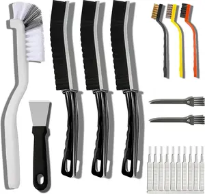 20-Piece Crevice Cleaning Brush Set - Multifunctional Kit with Precision Brushes, Scraper&Shower Cleaner Brush for Car, Kitchen, Bathroom, Grout, Sink, Cup, Teapot, Bottle, Blender, Corners &More Prelady