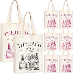 8 Pcs Love on The Lake Bachelorette Party Decor Bridesmaid Tote Bags Canvas for Bachelorette Gift Bags Bridal Shower(Rose Red, Black,Black, the Bach)