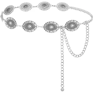 Western Concho Belt for Women Cowgirl Metal Belt  Boho ChainBelt for Dresses Jeans & Country Concert Outfit