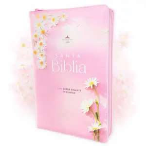 Biblia con Cierre Letra Super Gigante 19 puntos Mediana RV1960 imit piel mujer virtuosa con indice y canto floral